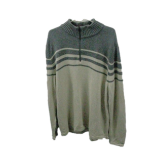Eddie Bauer Gray/Cream Men's Partial Zip Front Sweater Size TXL